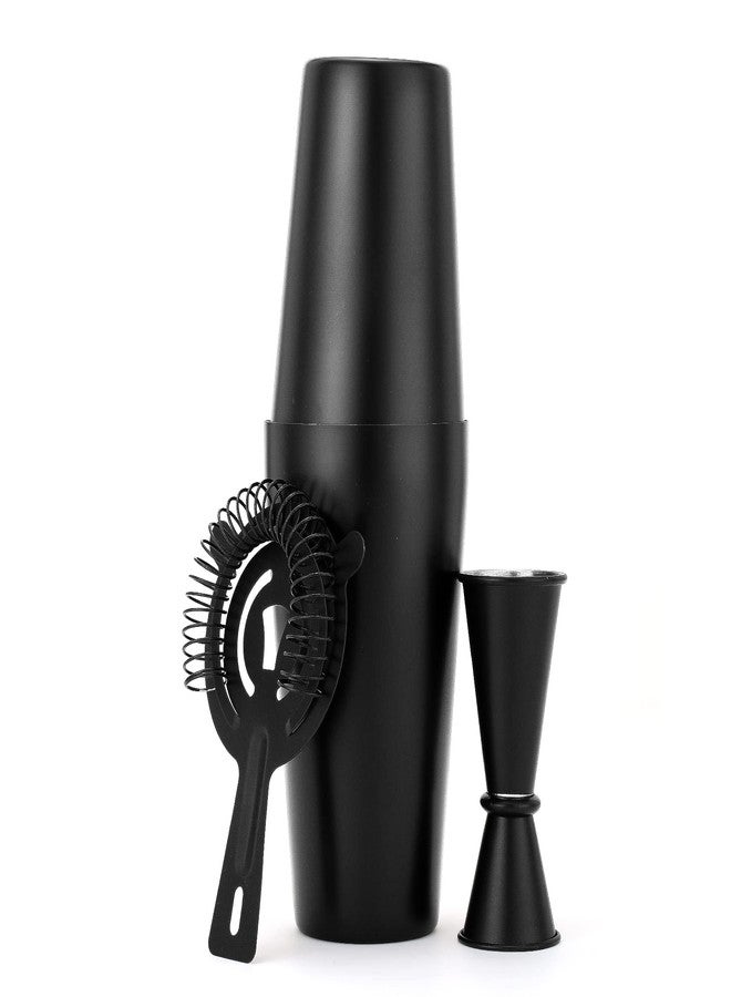 JNWINOG Cocktail Shaker Set 4-Piece Boston Shaker Kit with 20oz/25oz Shaker,Strainerand 0.5/1oz Double JiggerBar Set for Home Drink Mixer Bartendiing (Matte Black, 20oz/25oz) - Image 1